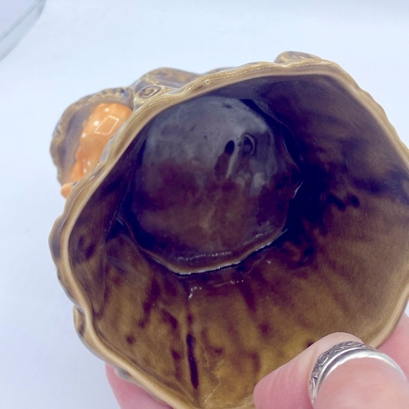 Vintage Ceramic 1950s Sylvac Tree Stump Planter With Fawn 4287 Original Sticker - Picture 6 of 9